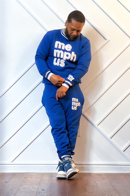 Classic MemphUS Crewneck Jogger Set | Royal Blue