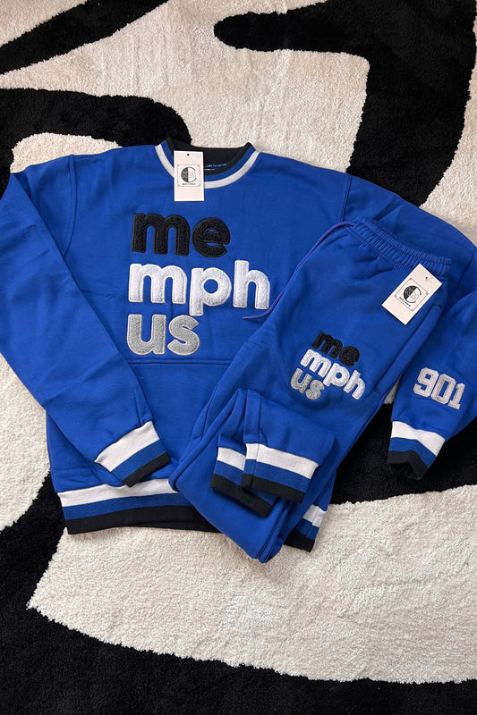 Classic MemphUS Crewneck Jogger Set | Memphis Blue