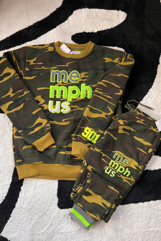 Classic MemphUS Crewneck Jogger Set | Camo