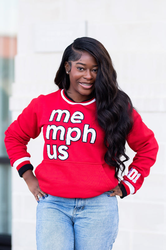 Classic MemphUS Crewneck Sweater | Red with White + Black