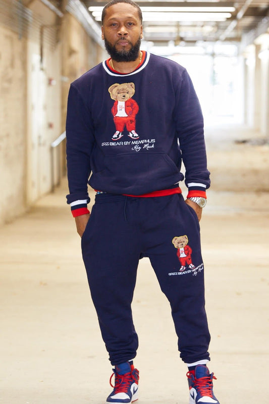 Beary MemphUS Jogger | UNISEX | Navy with Red + White